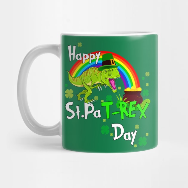 Happy St Patrick's Day Dinosaur PaT Rex Leprechaun Rainbow by Bezra